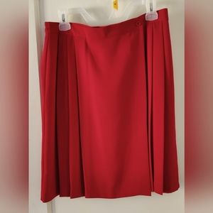 Worthington Pleated Front, Above the Knee Skirt, Red, Size 14